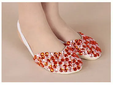 Fuchsia pink 13 цветов, профессиональная Одежда для танцев, женские балетки на плоской подошве, обувь для занятий танцами живота, туфли, расшитые бисером - Цвет: Fuchsia pink