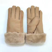 super warm womens genuine leather sheepskin gloves winter female outdoor ski motorcycle gloves ladies sheep fur gloves finger