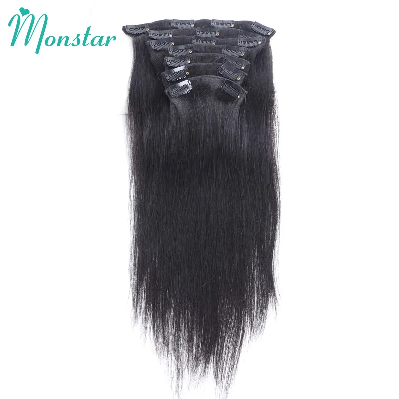 Monstar 7 шт./компл. 120 г прямые бразильские Remy человеческие волосы для наращивания на