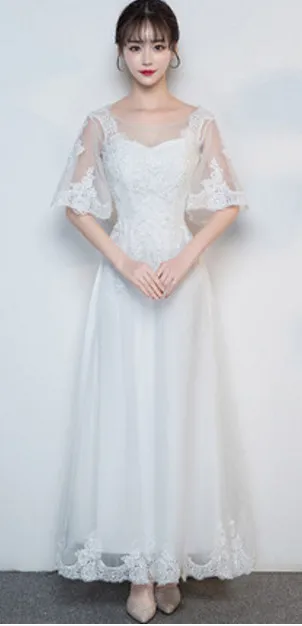 Robe De Soriee новые черные коктейльные платья длиной выше колена с кружевными бабочками и рукавом до локтя Элегантное коктейльное платье для вечеринки Vestidos De Novia - Цвет: white long
