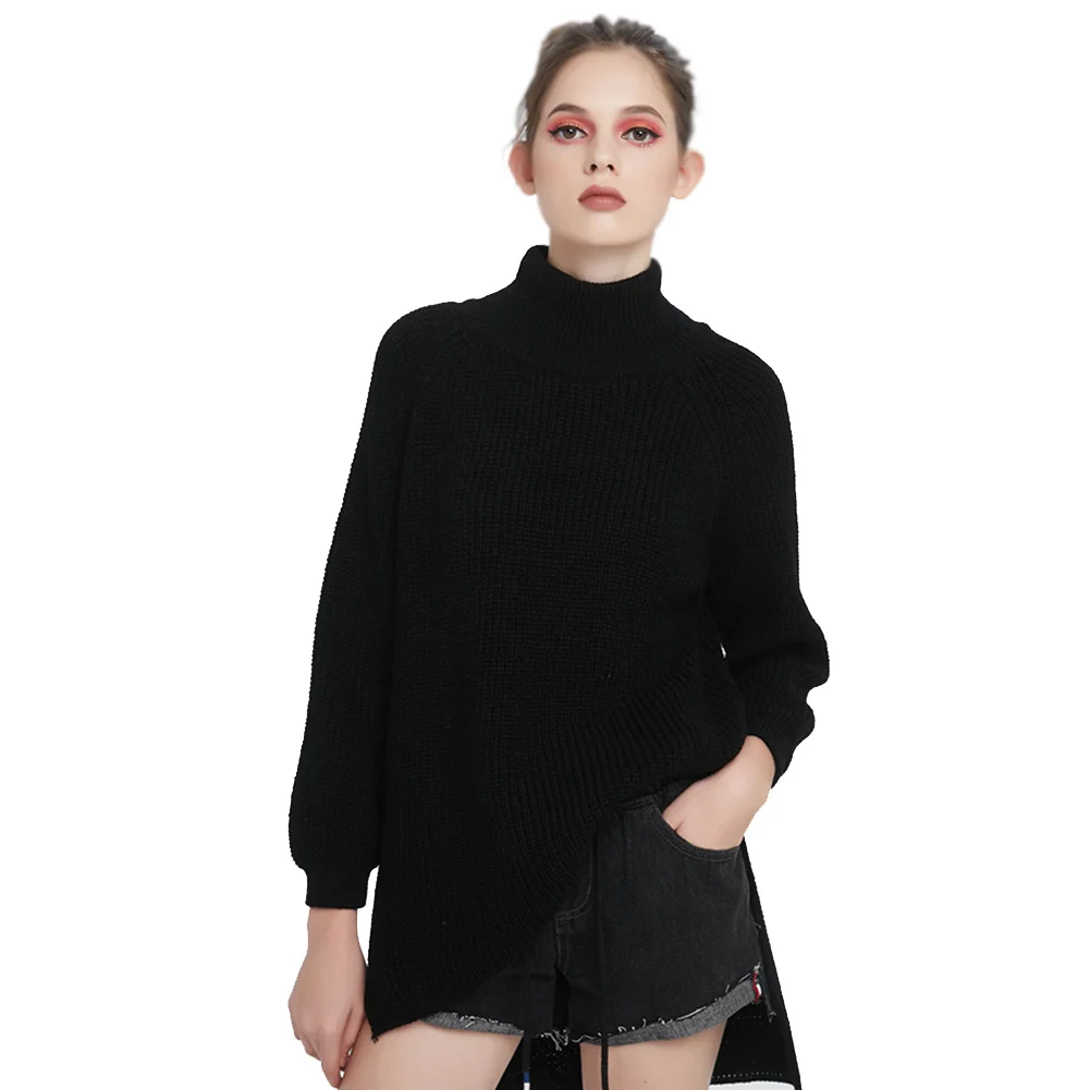 Женская мода зимние однотонные Пуловеры Длинный трикотажный свитер | одежда