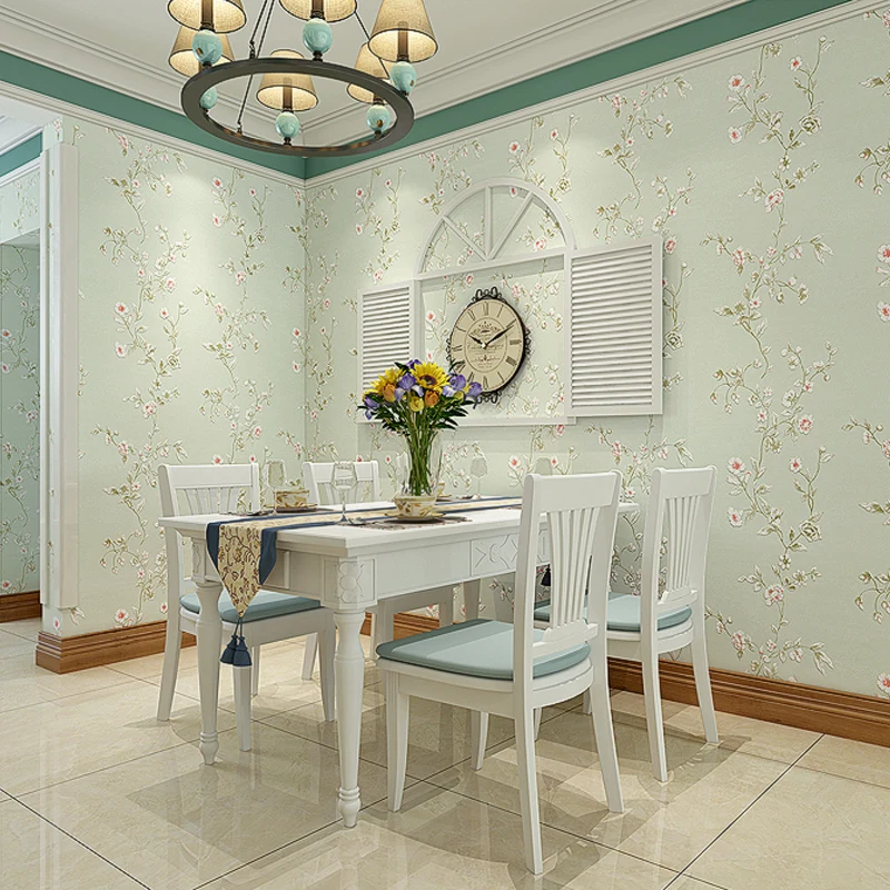 New HOT Non-woven wall paper modern European-style Korean pastoral wallpaper floral fresh bedroom living room simple TV backdrop |