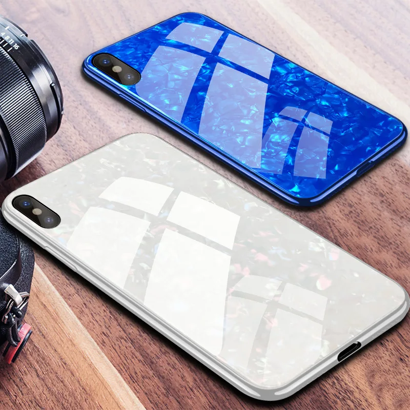Роскошный чехол из закаленного стекла для iPhone X Xs Max мягкий ТПУ со стеклянным