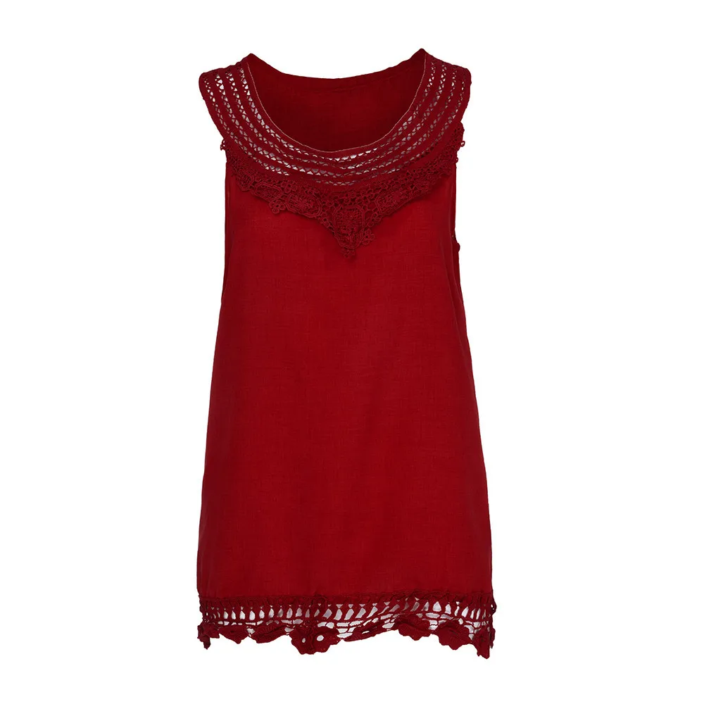 Горячее предложение! Распродажа! Feminino Vestido, укороченный Топ для женщин, круглый вырез, без рукавов, чистый цвет, кружевной жилет, топы, свободные топы, однотонные, 7 цветов, S-5XL размера плюс