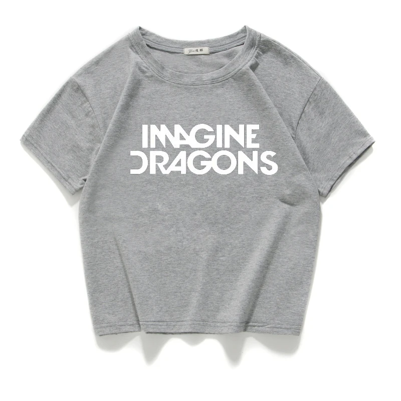 Рок-Группа imagine dragon Летняя женская футболка с круглым вырезом хипстерская хлопковая короткая футболка женский Свободный укороченный топ уличная одежда женская одежда