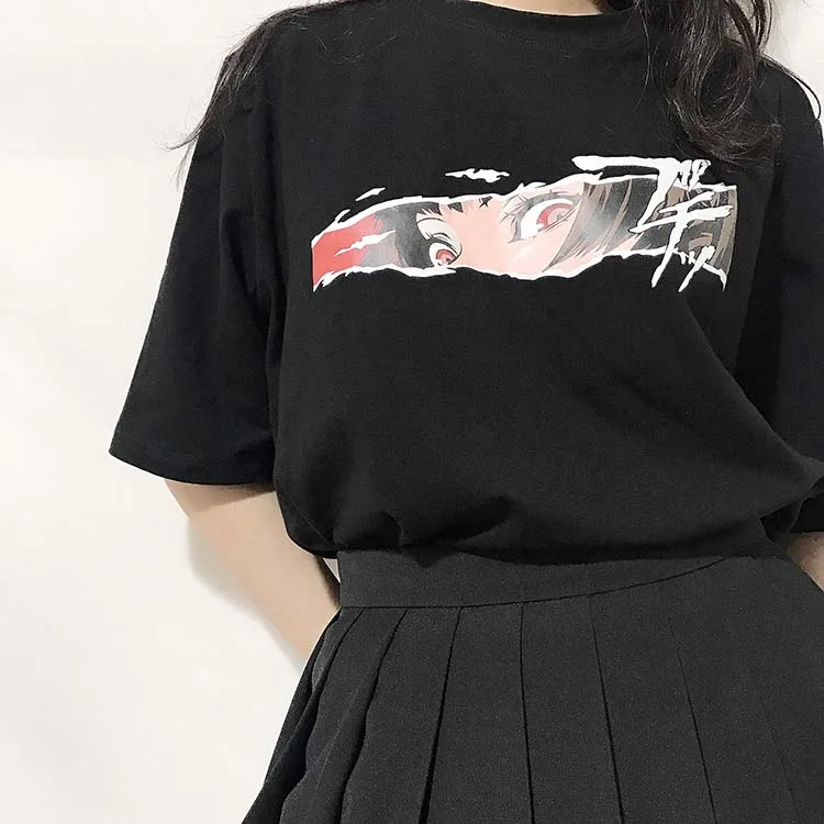 Летняя Корейская Ulzzang женская футболка панк японский Harajuku Мультфильм