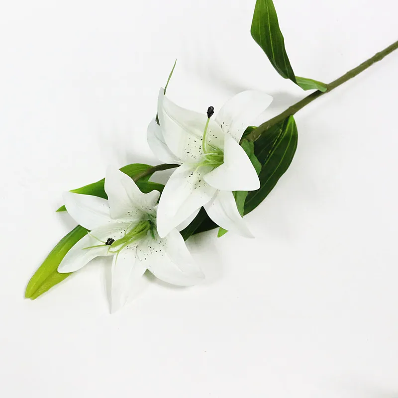 white Flone 3 головки настоящие на ощупь цветы лилии латекс искусственная лилия цветы Букеты ветка искусственный цветок дом для дома Свадебный декор - Цвет: white