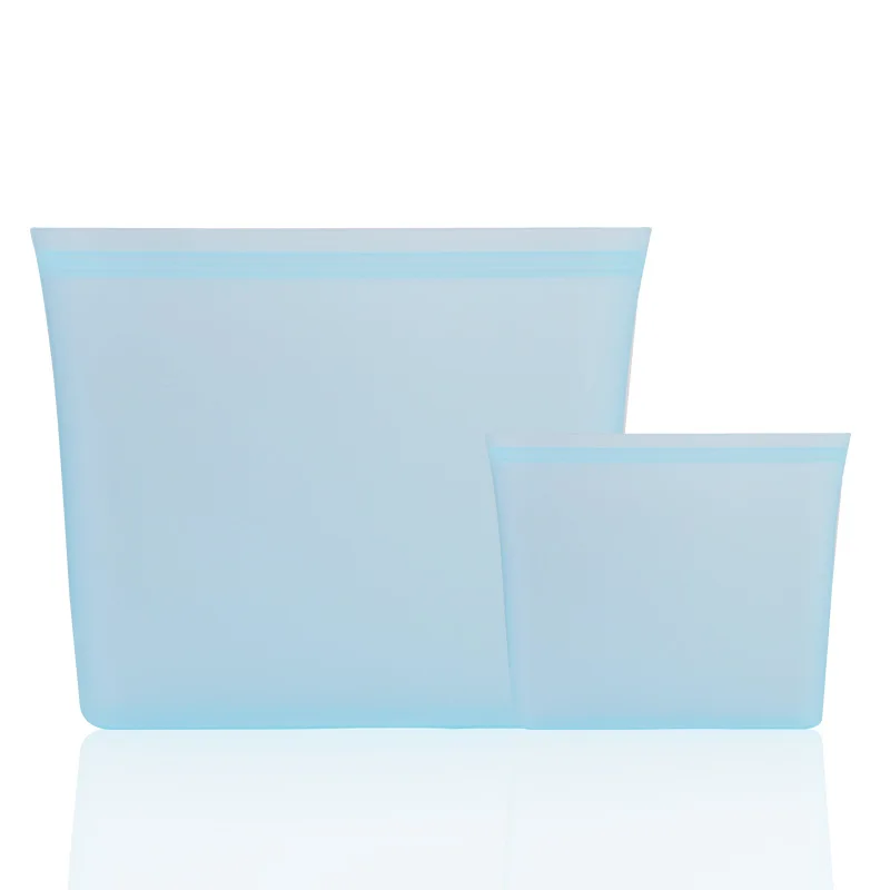 Blue Bag 2pcs 3/8 шт. силиконовый слайдер застежки-молнии Еда vegetablebag Еда хранения пакеты для сохранения свежести продуктов герметичный контейнер миска для свежей еды многоразовый стоьте вверх застежкой-молнией закрыть мешок - Цвет: Blue Bag 2pcs