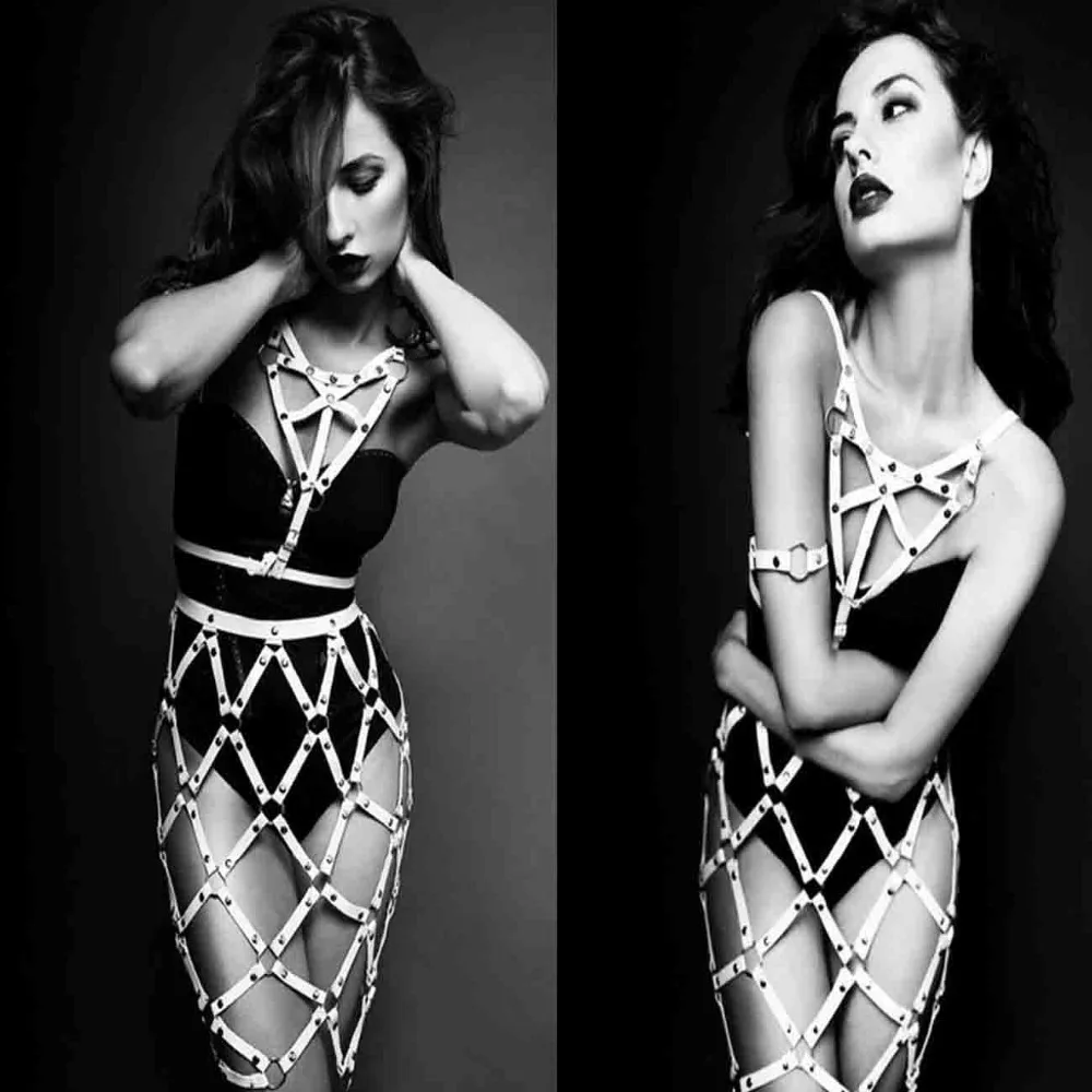 Готический панк юбки для женщин новый дизайнерский кожаный ремень скульптуры