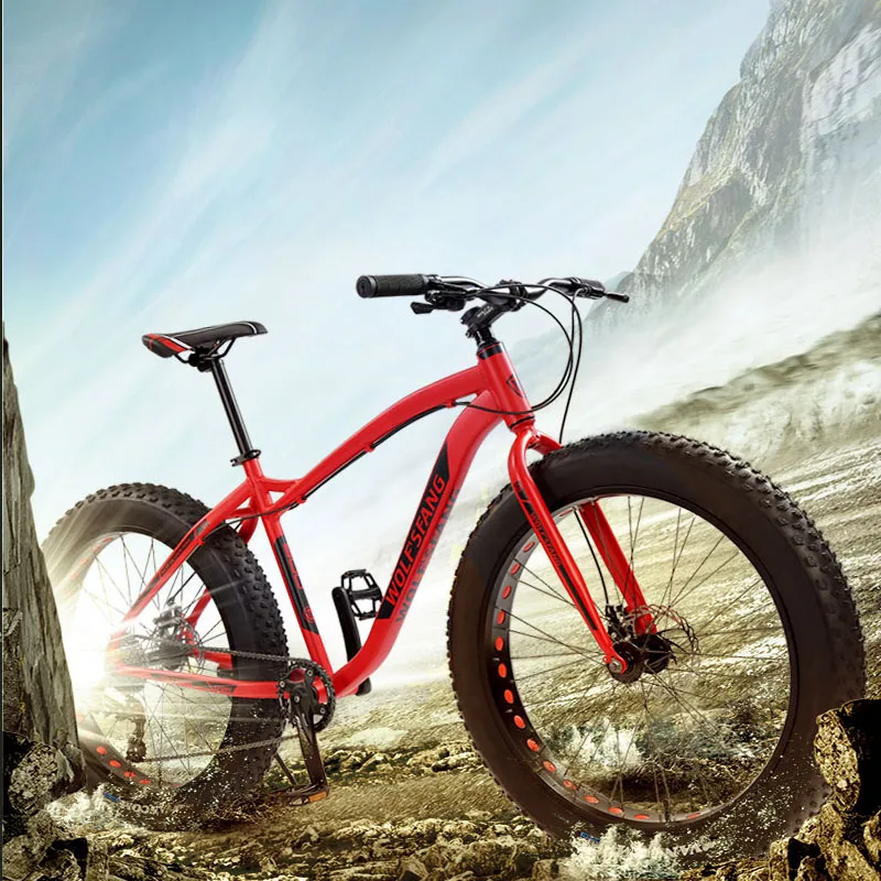 Wolf's fang горный велосипед 26 дюймов Fat bike 8 скоростей Fat Tire зимние велосипеды мужские bmx mtb дорожные велосипеды