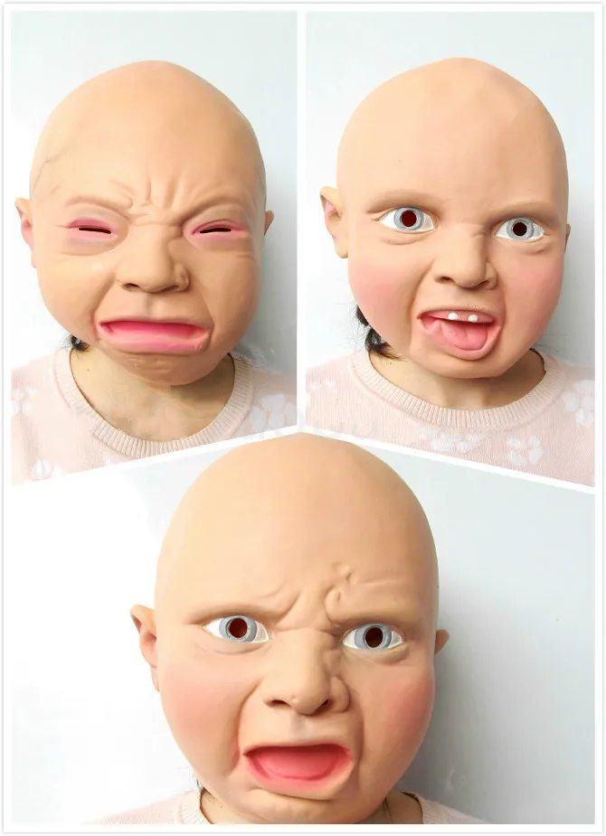 Новый латексный костюм счастливого плача для Хэллоуина маски с полной головой