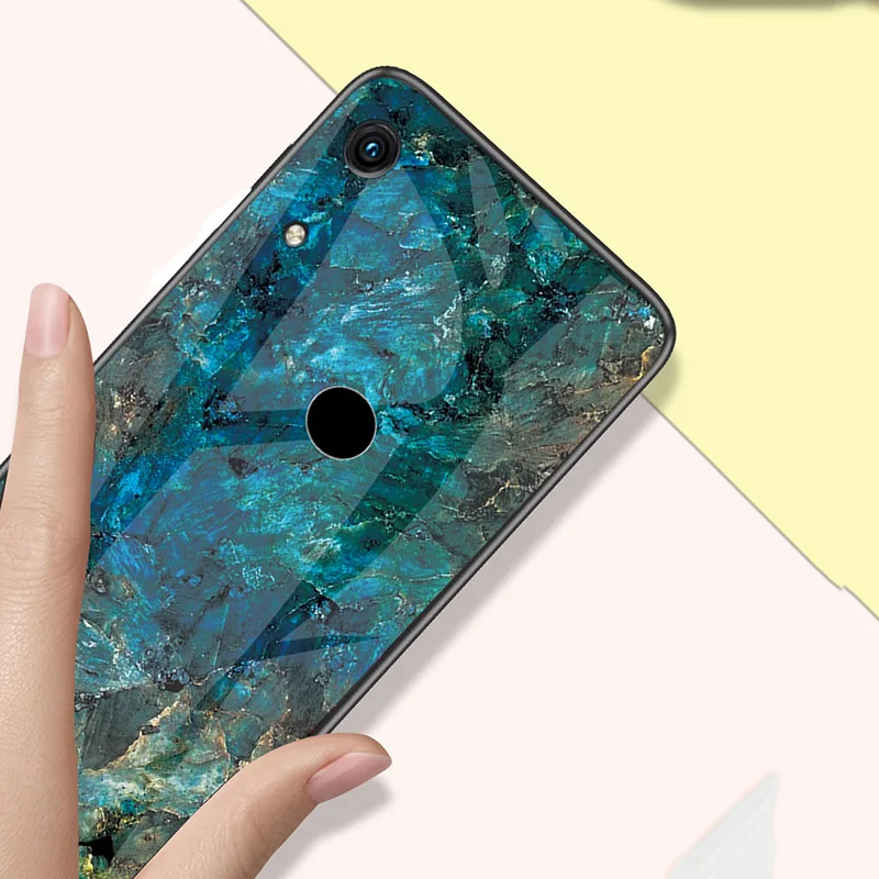 Роскошный стеклянный чехол для huawei Y6 2019 Чехол 9H силиконовый из закаленного