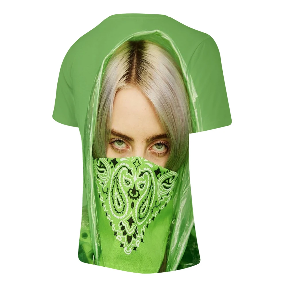 Billie Eilish, новинка, 3D футболка, для мужчин, летняя мода, хип-хоп, Harajuku, повседневная одежда, Billie Eilish, 3D, для девочек, желтая футболка