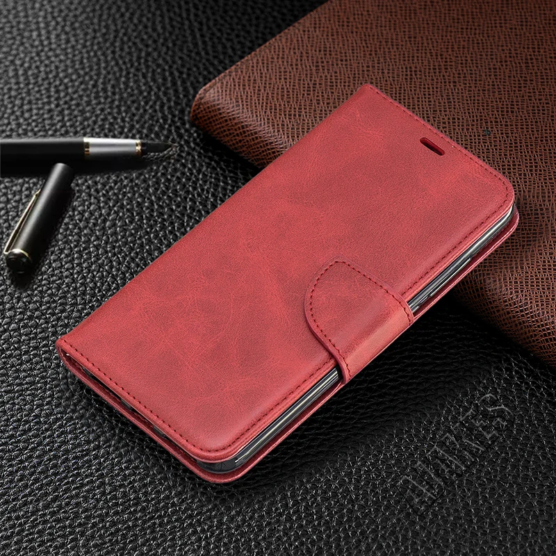 Красный Винтажный чехол из искусственной кожи для Xiaomi Redmi 7 Note 7 6 Pro 5 Plus 6a A2 lite, бумажник, откидная подставка, отделения для карт, магнитная застежка - Цвет: Красный