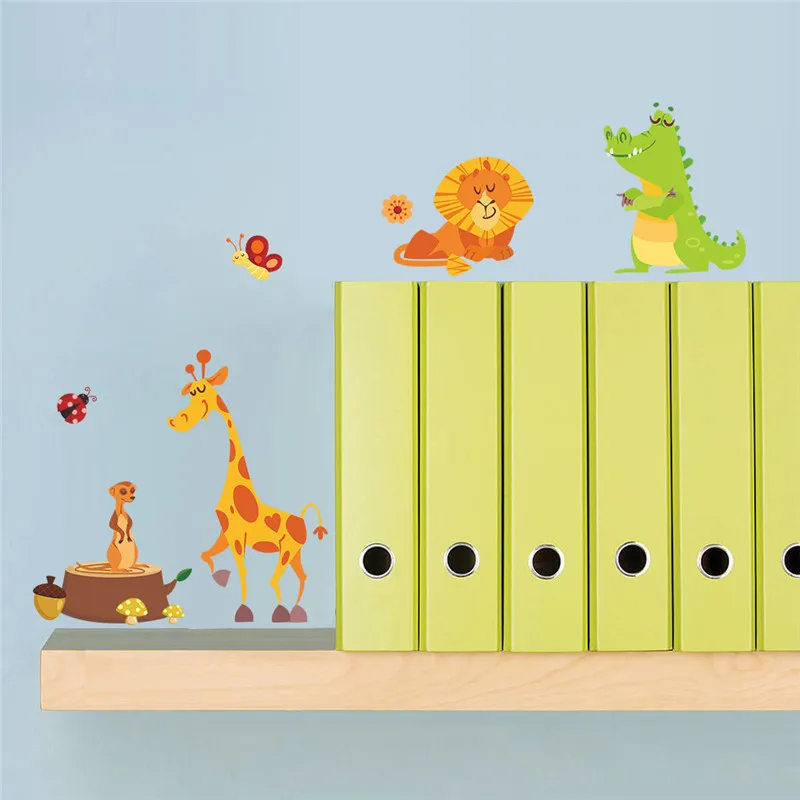 

Funny Happy Zoo Cute Dinosaur Zebra Giraffe Snake Wall Stickers For Kids Rooms Baby Home Decor Cartoon Animals Decals Diy Mural