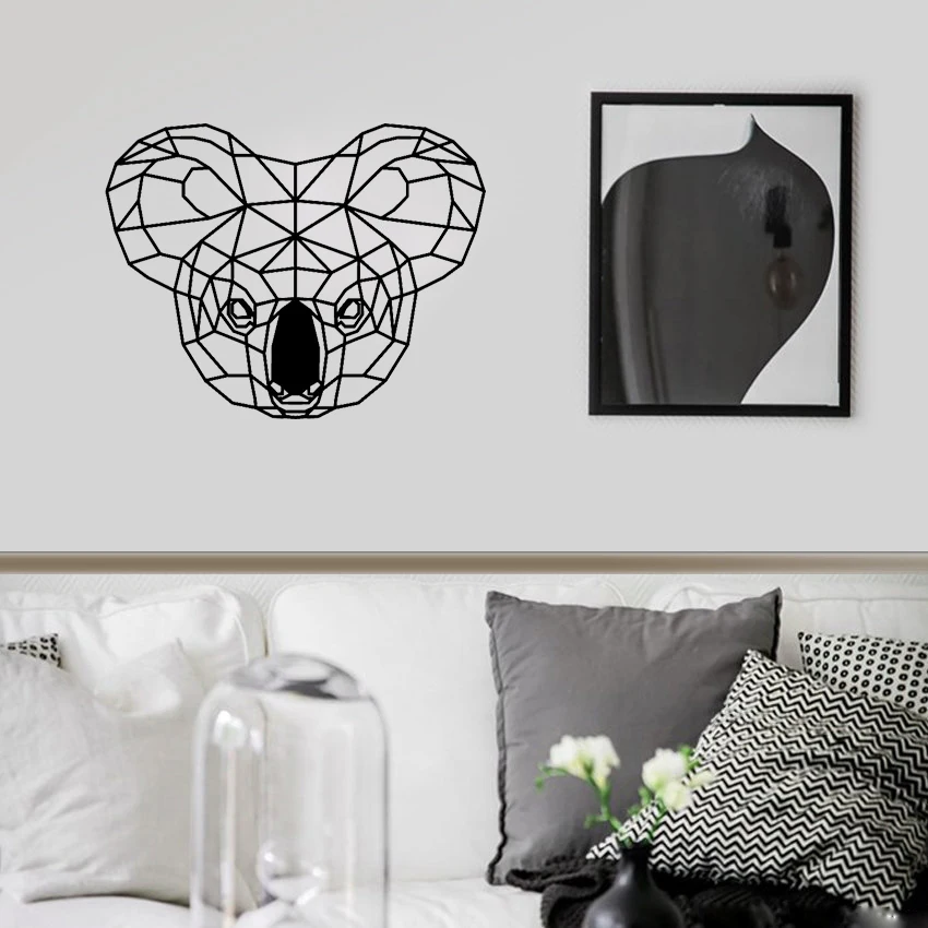 

Настенная наклейка Koala для детской комнаты, геометрическая голова животного, настенное виниловое украшение для дома, гостиной, водонепрони...