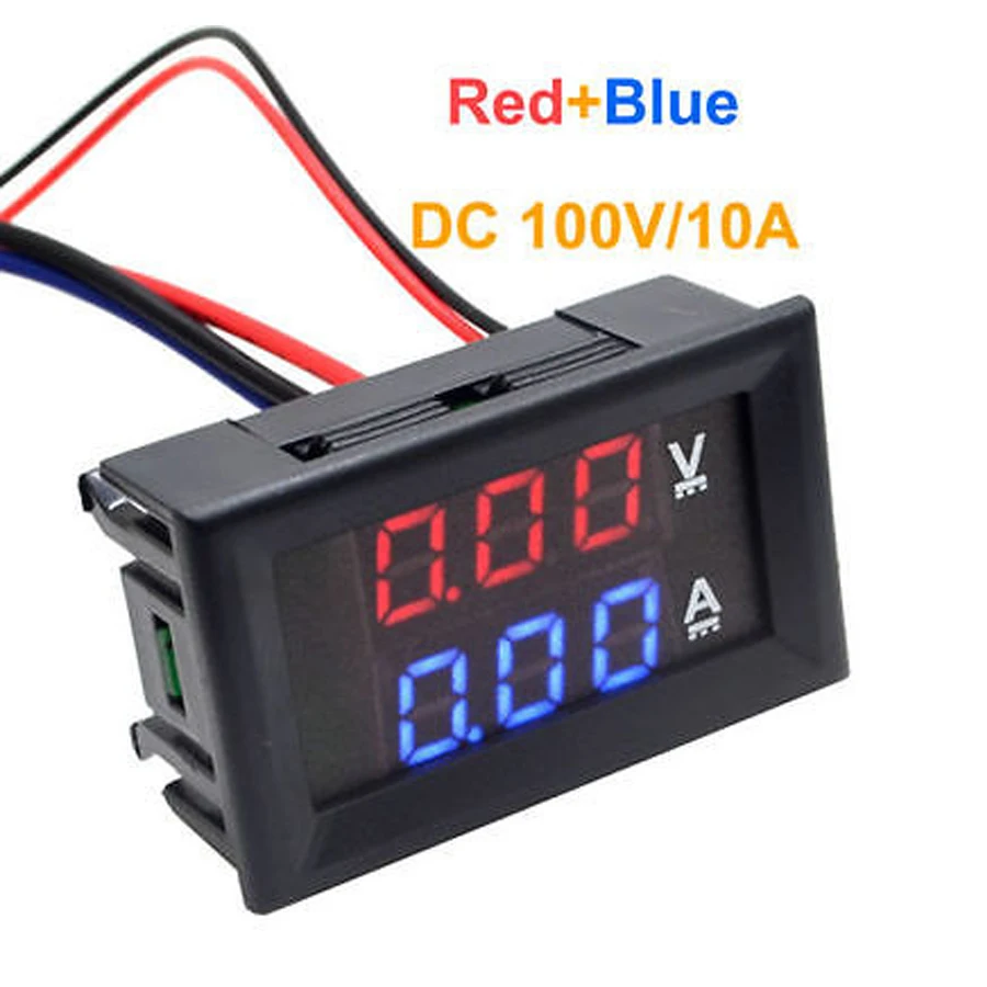 

DSN-VC288 DC 100V 10A Voltmeter Ammeter Blue + Red Use Tool Starter Kit LED Amp Dual Digital Volt Meter Gauge Voltage