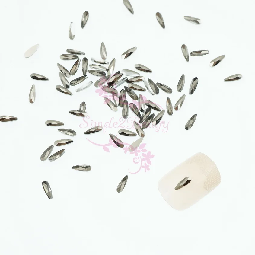 100 шт./лот 2x6 мм Маленькая длинная КАПЛЕВИДНАЯ плоская форма стеклянные