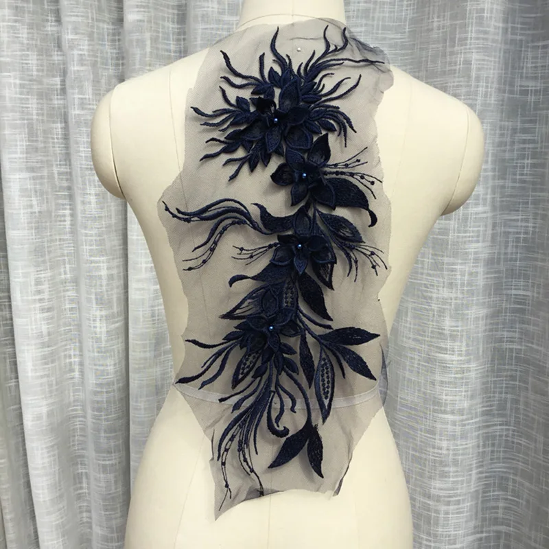 2Pcs Polyester Embroidery Wedding Dress Lace Applique Fabric Flower Trims Collar Neckline Sewing Supplies Crafts KY072 | Дом и сад