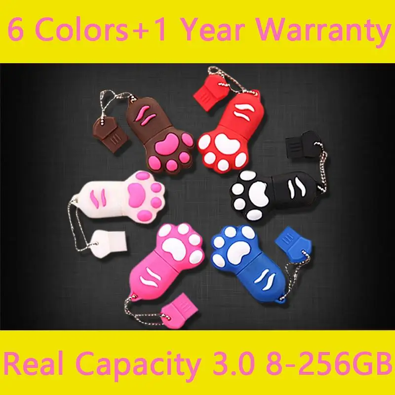

Real Capacity Cat Animals Claw 8GB 16GB USB 3.0 Flash Drive 32GB 64GB Pen Drive 1TB Creativo USB Pendrive 2TB Memory Stick Gift
