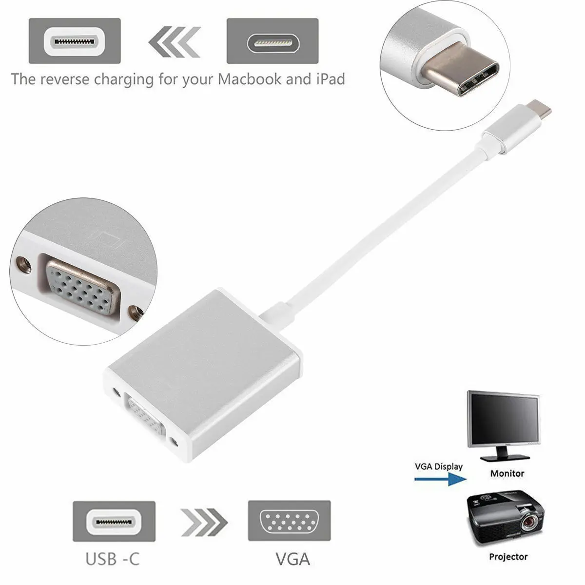 USB 3 1 type C к VGA адаптер мужчина 1080 p Женский конвертер| |