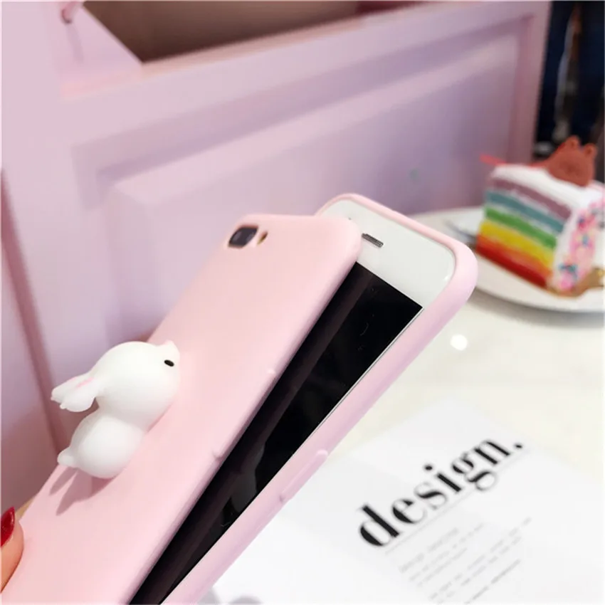 Милый мягкий чехол для Iphone 7 8 Plus X 6 S s кролик котенок Медведь силиконовый