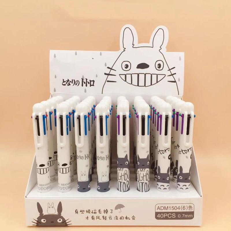4 шт./компл. Kawaii 0,7 мм Аниме животных Тоторо 6 цветов Пресс Шариковая ручка офиса и школы Студенческие канцелярские