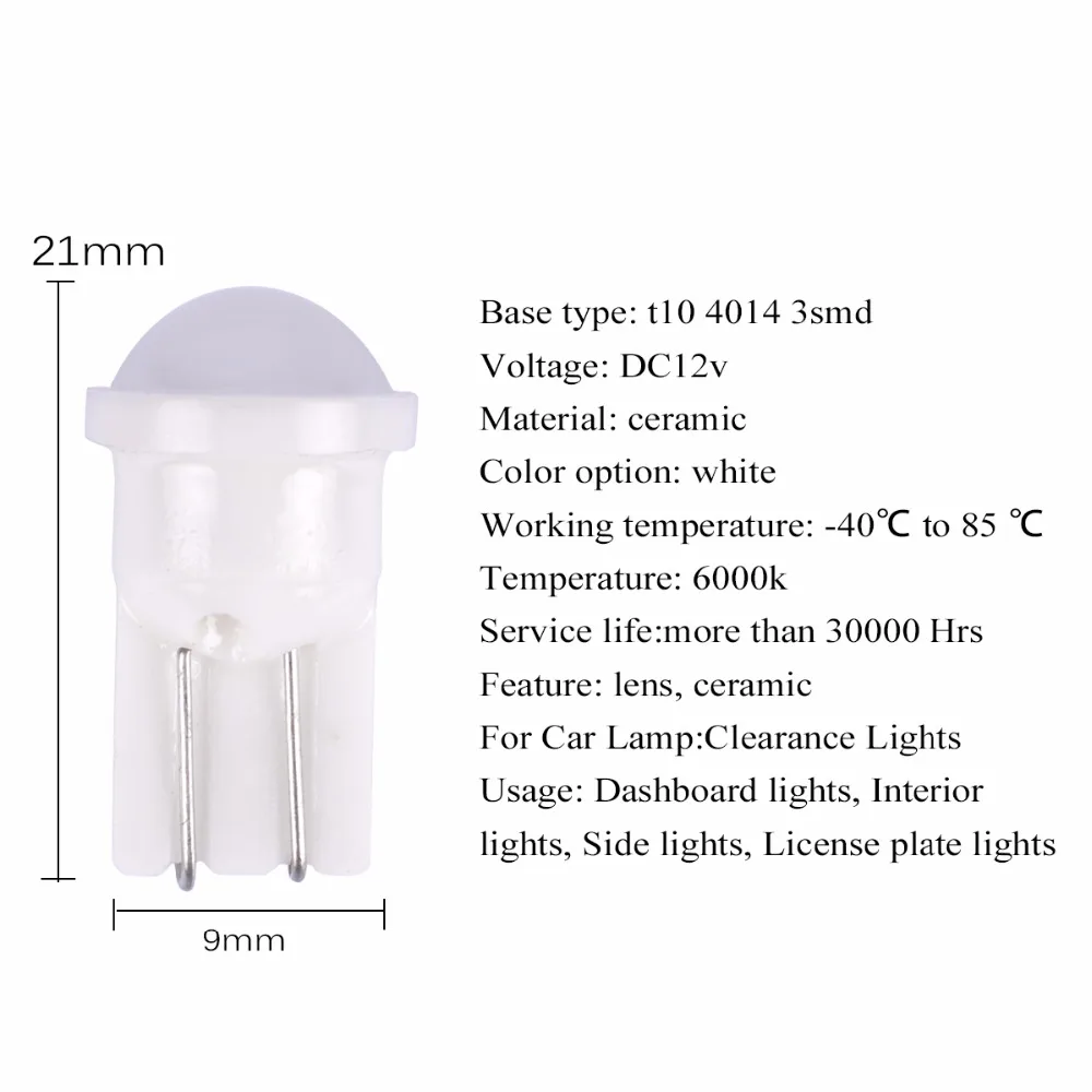 AutoEC 2x керамическая Автомобильная внутренняя Светодиодная лампа T10 194 4014 W5W