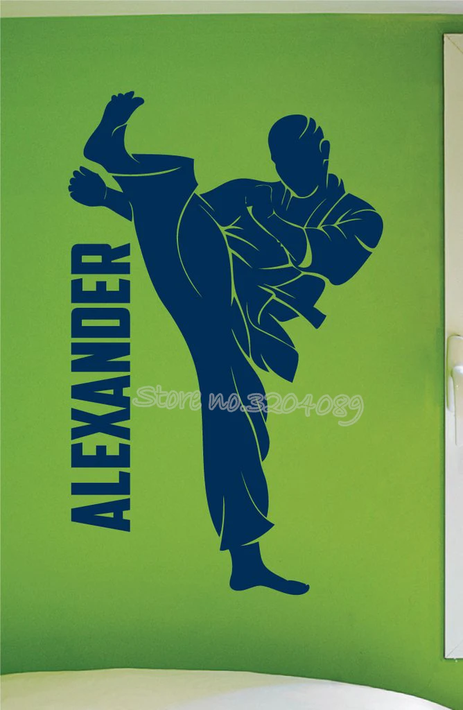personalized boys martial arts karate wall decal custom Kids name Vinyl Sport Wall Sticker Home Decor Bedroom Mural poster EA644