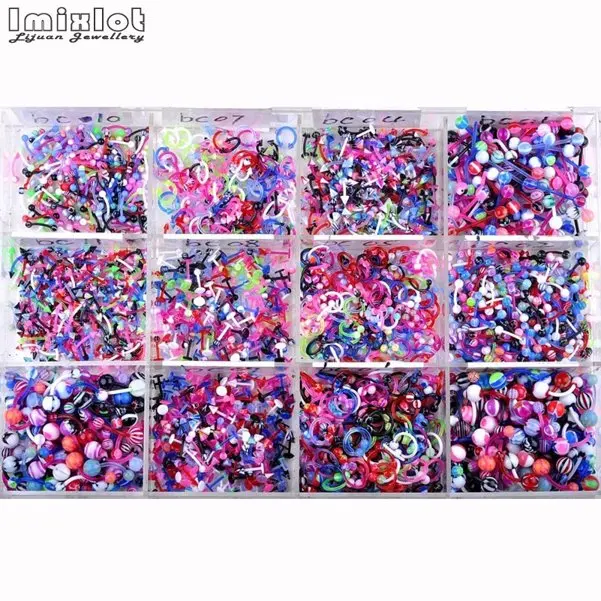 55pcs 11style 55/85/105 шт микс стилей, из нержавеющей стали в язык, бровь живота нос кольцо шпилька для уха нательный ювелирный пирсинг - Окраска металла: 55pcs 11style