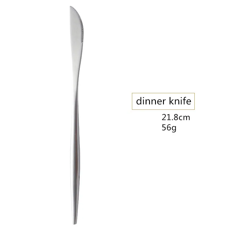 dinner knife Набор столовых приборов Десертные Вилки Ножи Ложки палочки для еды нержавеющая сталь столовое серебро стейк посуда матовые серебряные столовые приборы посуда - Цвет: dinner knife