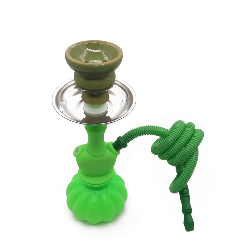 Green clay bowl Небьющийся силиконовый пластиковый тыквенный кальян небольшой высоты 9," кальян наргилех курительная трубка Портативный наргиле табак наргила - Цвет: Green clay bowl