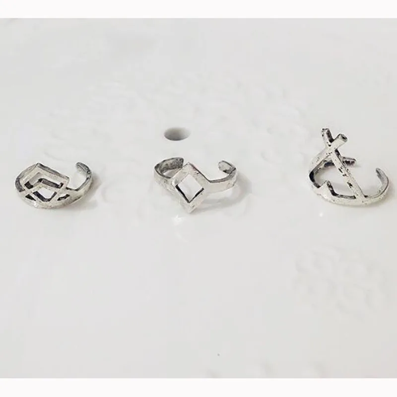 6 шт. винтажное турецкое пляжное кольцо в стиле панк с геометрическим узором