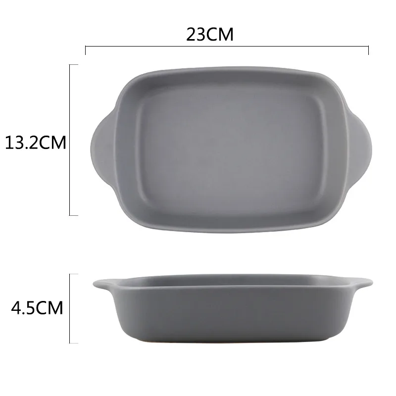 grey 1 Pc 7 цветов керамическая бинауральная прямоугольная тарелка для сыра, выпечка, поднос для посуды, западные блюда, миска для духовки, высокотемпературная 600C - Цвет: grey 1 Pc