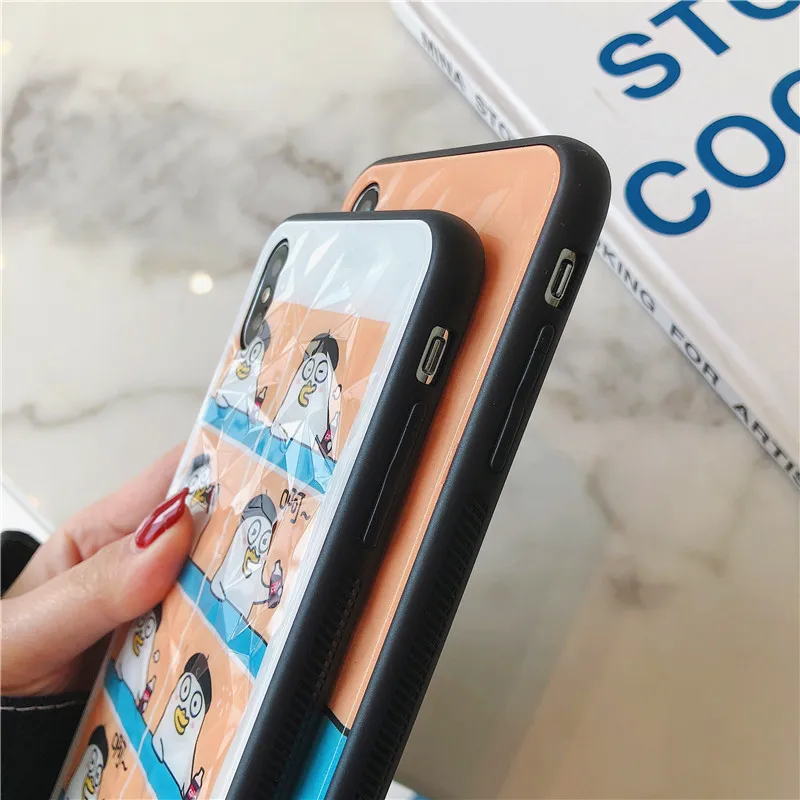 Интересный ромба сетки утенок Белый Синий чехол для телефона Apple iphone 6 6s 7 8 плюс X XS