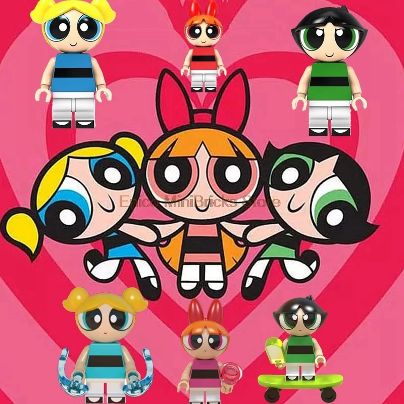 Аниме Powerpuff девушка фигурка цветок Лютик пузыри Dragon Ball Супер Герои строительные блоки игрушки для детей