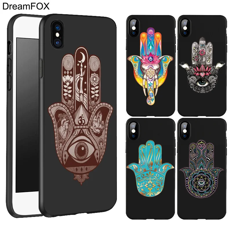 DREAMFOX L046 Фатима рука Черный Мягкий ТПУ силиконовый чехол для Apple iPhone 11 Pro XR XS Max X 8 7 6