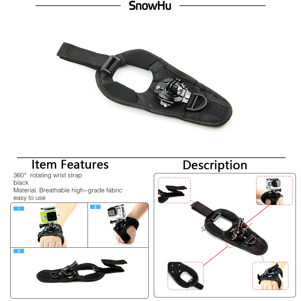 Аксессуары snowhu для gopro аксессуары набор для gopro hero 8 7 6 5 4 3 комплект для камеры Xiaomi sjcam аксессуары GS38