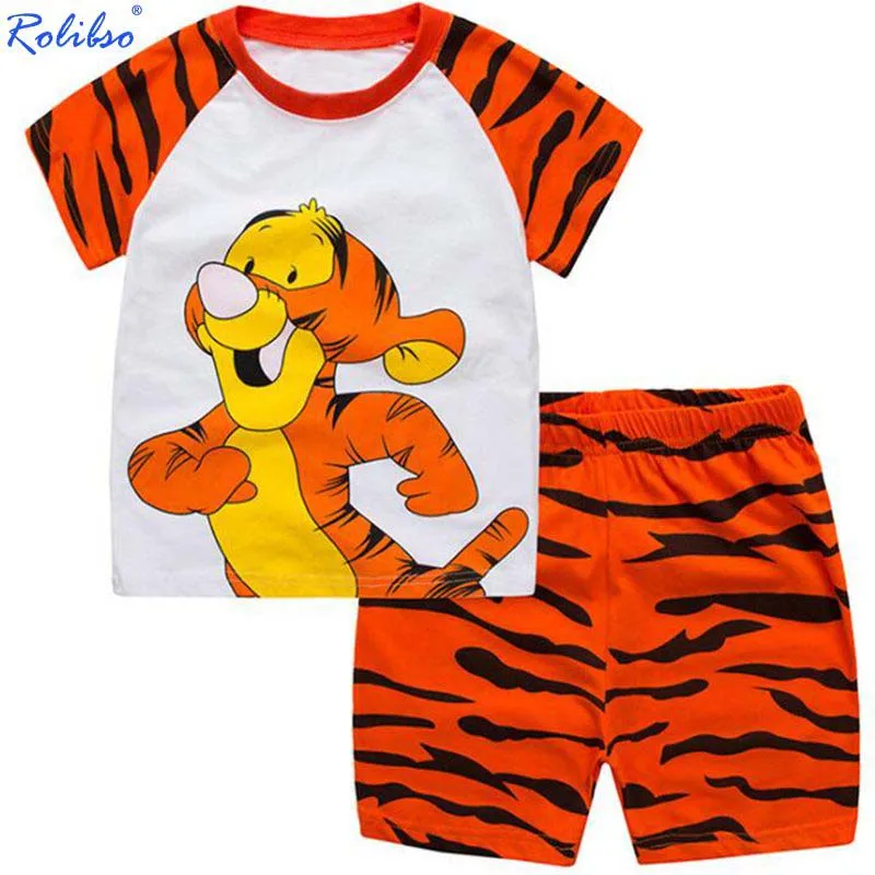 Новый Модный летний стиль 100% хлопок комплект одежды для маленьких мальчиков и