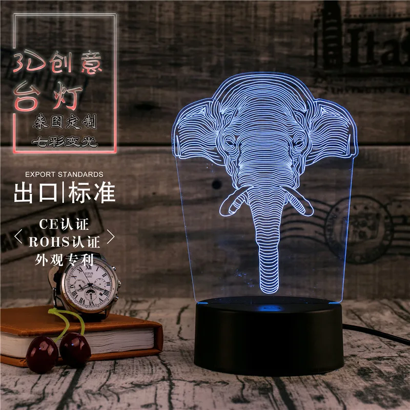 3D Led Novety светильник ing креативный подарок Ночной Настольная лампа слон домашний