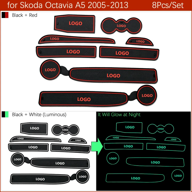 Противоскользящий резиновый коврик слот для ворот Skoda Octavia A5 2005 2006 2007 2008 2009 2010 2011