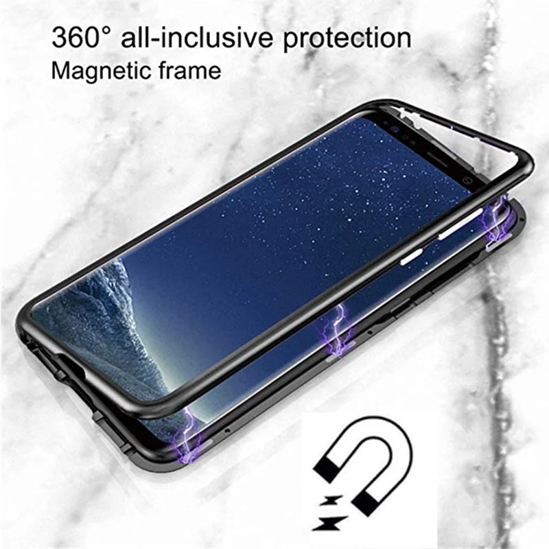 Магнитный чехол для samsung Galaxy A50 A7 A8 A9 M10 M20 M30 S7 край S8 S9 S10 S10e Note 8 9 J4 J6 Plus закаленное Стекло Чехлы для задней панели