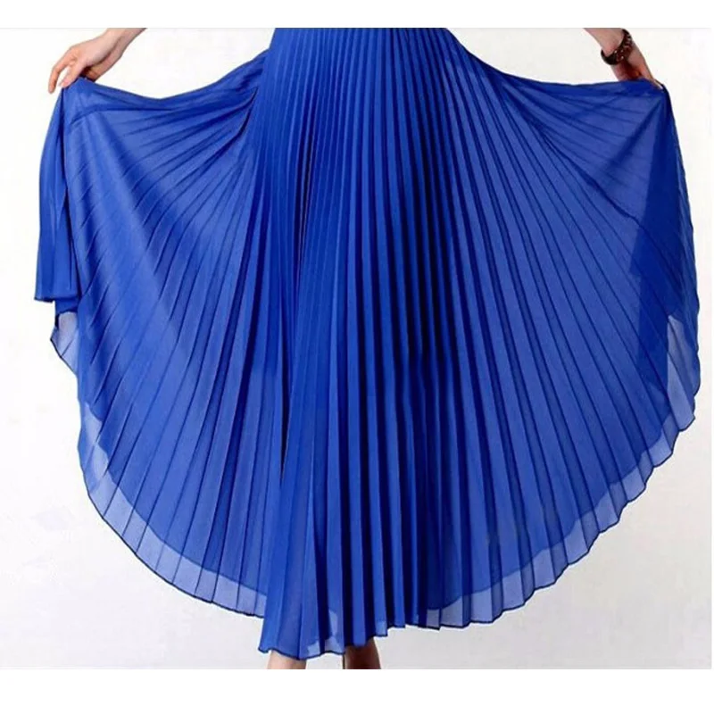 Elegant Summer 2016 Chiffon Women Long Skirts Womens High Waist Pleated tulleTutu Maxi Skirt Bohemian Solid 10 Colors falda | Женская