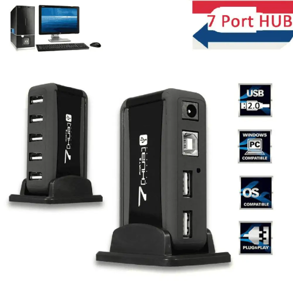 Адаптер переменного тока 7 Порты и разъёмы мульти функциональный USB 2 0