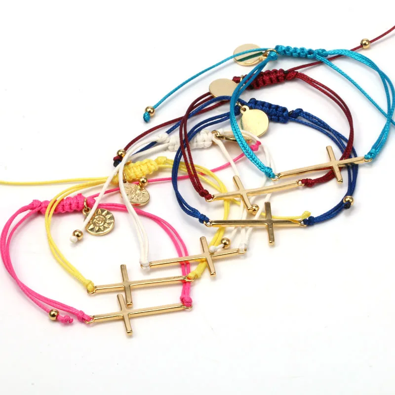 5pcs Cross Bracelets Adjustable Wrap Bracelet Wax Cotton Cord Braided Macrame Handmade Artificial Jewelry Beach Summer | Украшения и