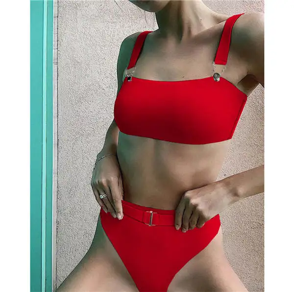 RD Women Swimsuit New Arrival Strap Bandeau Sexy Bikini Set Women Swimwear High Waist Bikini Women Bathing Suit - Цвет: RD