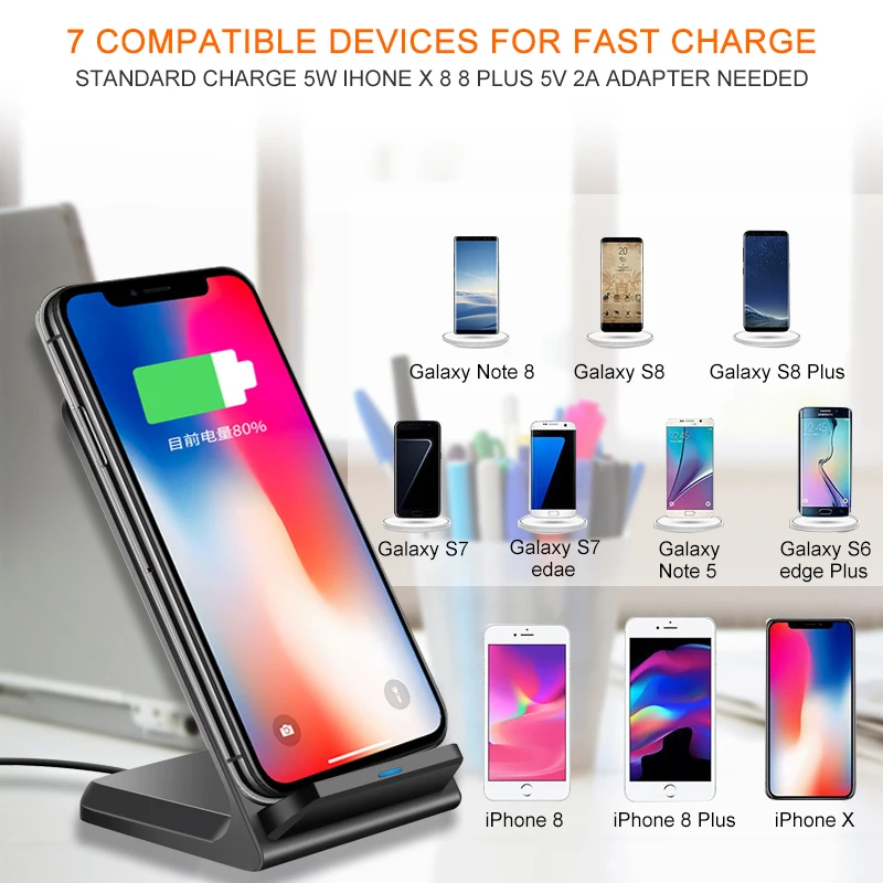 10 Вт Беспроводное зарядное устройство для Samsung Galaxy S9 S8 S7 S6 Edge Note 8 Qi Беспроводная
