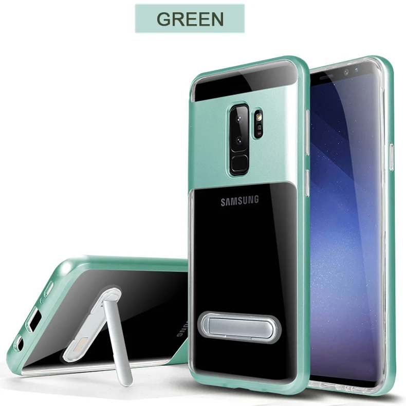 Чехол CAPSSICUM с подставкой, прозрачный чехол для samsung Galaxy S9 S9 Plus, PC, TPU, гибкая задняя крышка с подставкой, оболочка S9Plus - Цвет: Green