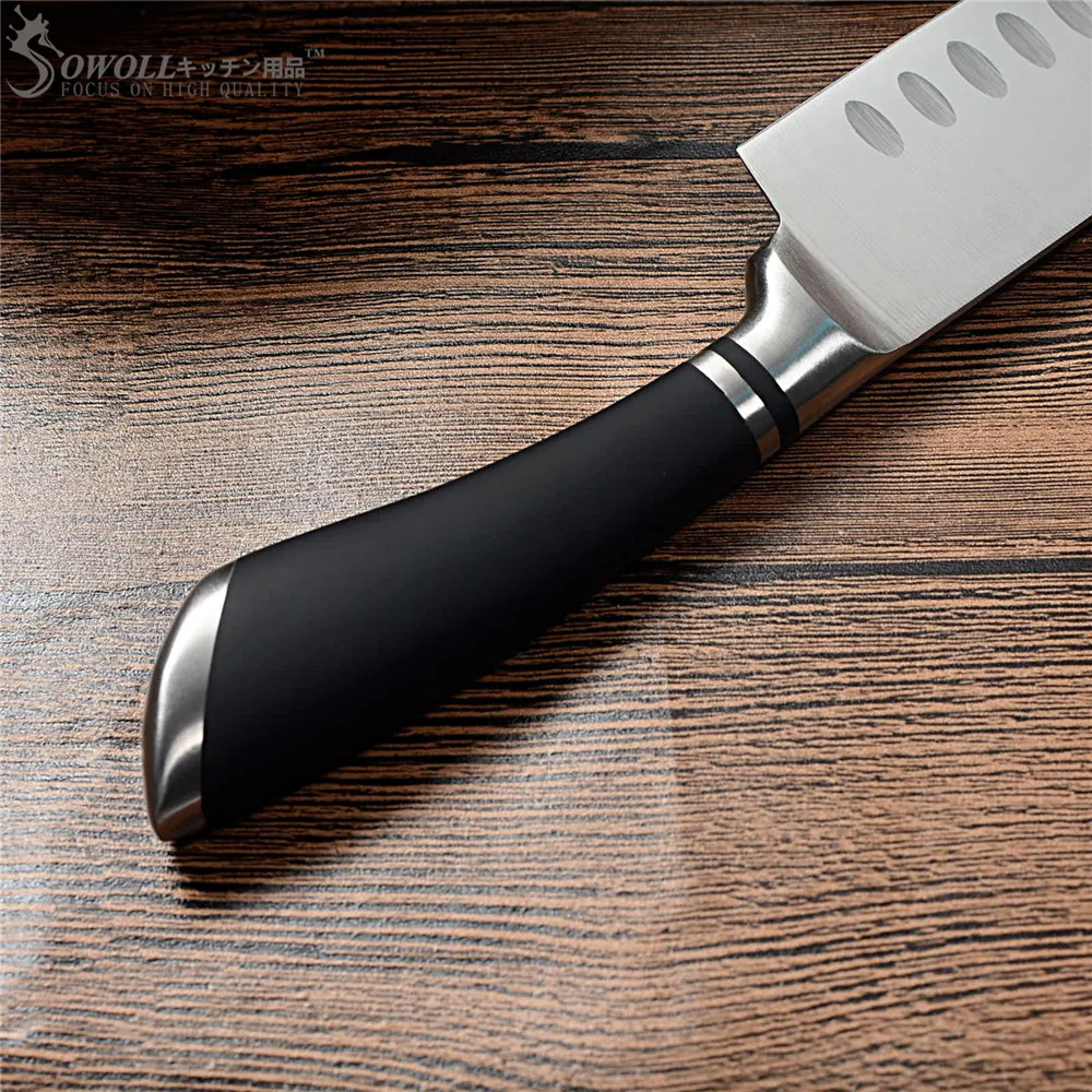 SOWOLL горячая распродажа 7 дюймов Santoku нож из нержавеющей стали японский шеф повар