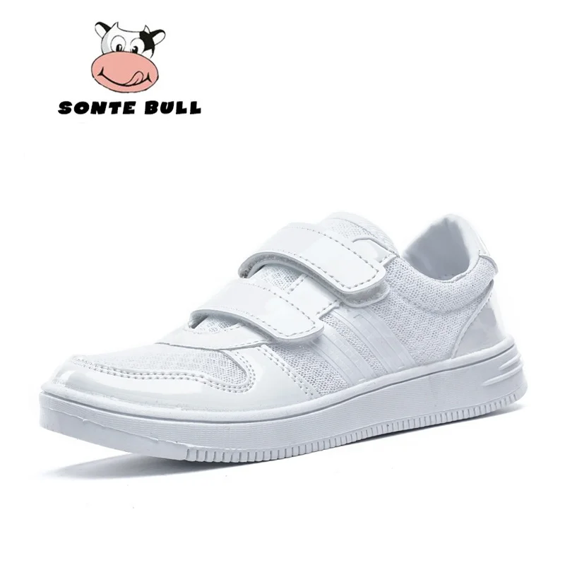 2018 модная повседневная обувь на липучке для мальчиков легкая мягкая белая
